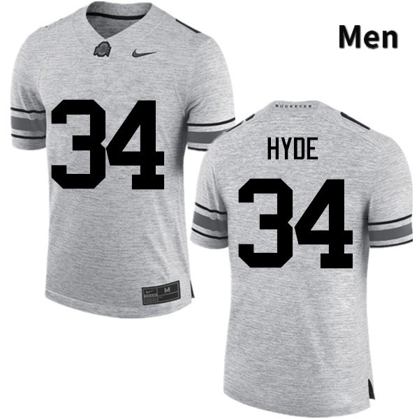 Ohio State Buckeyes Carlos Hyde Men's #34 Gray Game Stitched College Football Jersey